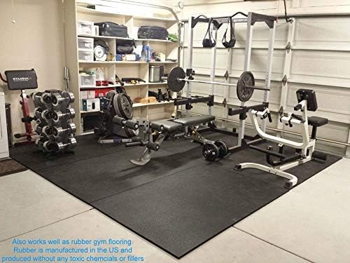 American Floor Mats Heavy Duty Stall Tiles - Stable/Horse Tiles - Thick, Durable Rubber Flooring Solid Black 6' x 8' Set 1/2" Thick (12 Tiles Total)