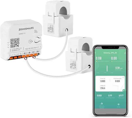 Smart Home Energy Monitor with 2 x 120A CTs, Live Electricity Usage Tracking