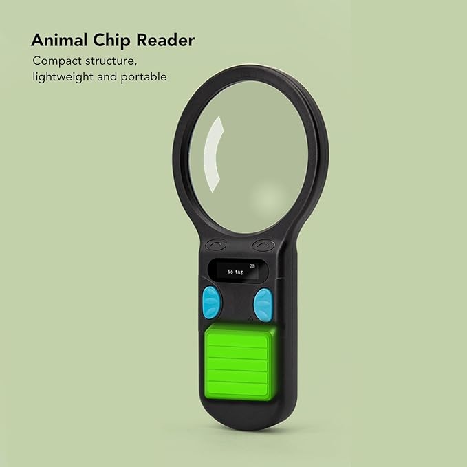 Sorandy Animal Chip Reader, Portable Lightweight Pet Handheld Rechargeable ID Tag Scanner with Fast Scanning for 125K 134.2K Pet Chips, Compitable with Small Animal Management