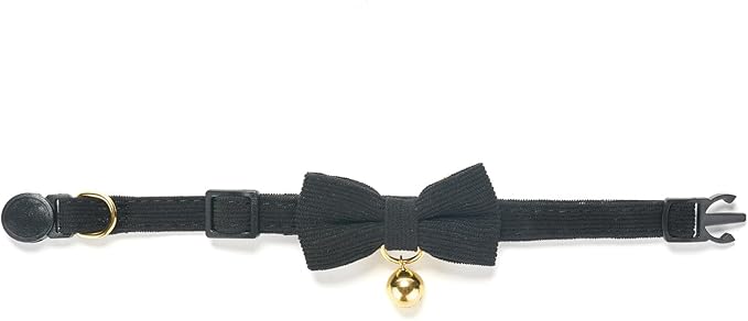 Cotton Breakaway Cat Collar with Bow Tie and Bell, Adjustable Cute Soft Corduroy Kitten Collars for Boy Cats