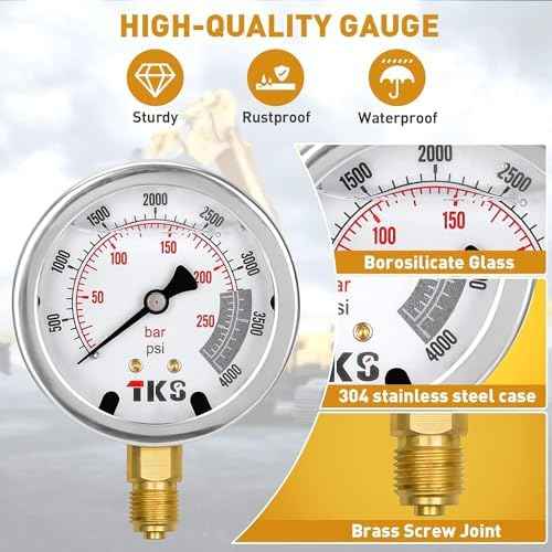 Hydraulic Pressure Test Kit, 600bar /10000psi / 60Mpa 5 Gauges 13 Test Couplings 14 Tee Connectors 5 Test Hoses, Hydraulic Test Gauge kit for Excavator Construction Machinery (5 Gauges)