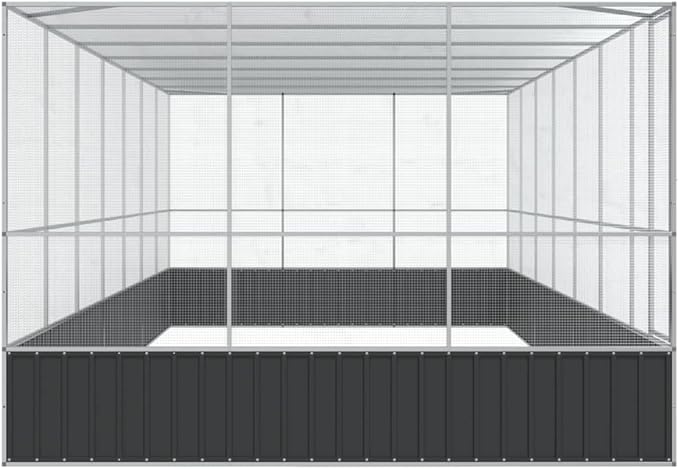 Large Metal Heavy Duty Walk-in Aviary Cage with Extension, Ample Activity Space Bird Cage with Lockable Door Also for Chickens and Rabbits, Silver 285.4"x120.9"x83.5" Steel,-525