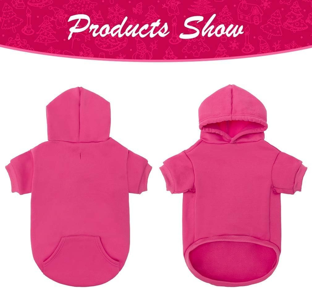KOOLTAIL Basic Dog Hoodie - Soft & Warm Dog Hoodie Sweater with Leash Hole and Pocket, Dog Winter Coat, Cold Weather Clothes Sweatshirt for Small Medium Large Dogs Puppy Cat Boys Girls Deep PinkXL/XXL