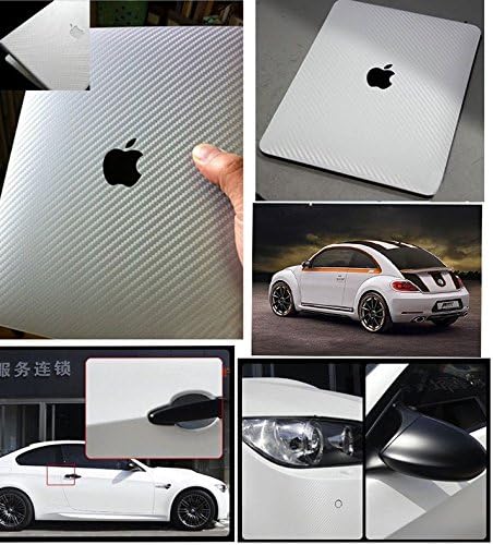 F & B LED LIGHTS Silver 3D Carbon Fiber Film Twill Weave Vinyl Sheet Roll Wrap (48" X 60", Silver)