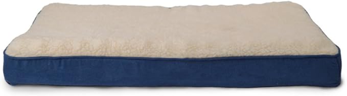 Furhaven Sherpa & Suede Mattress Egg Crate Orthopedic Foam Dog Bed - Navy, Jumbo (X-Large)