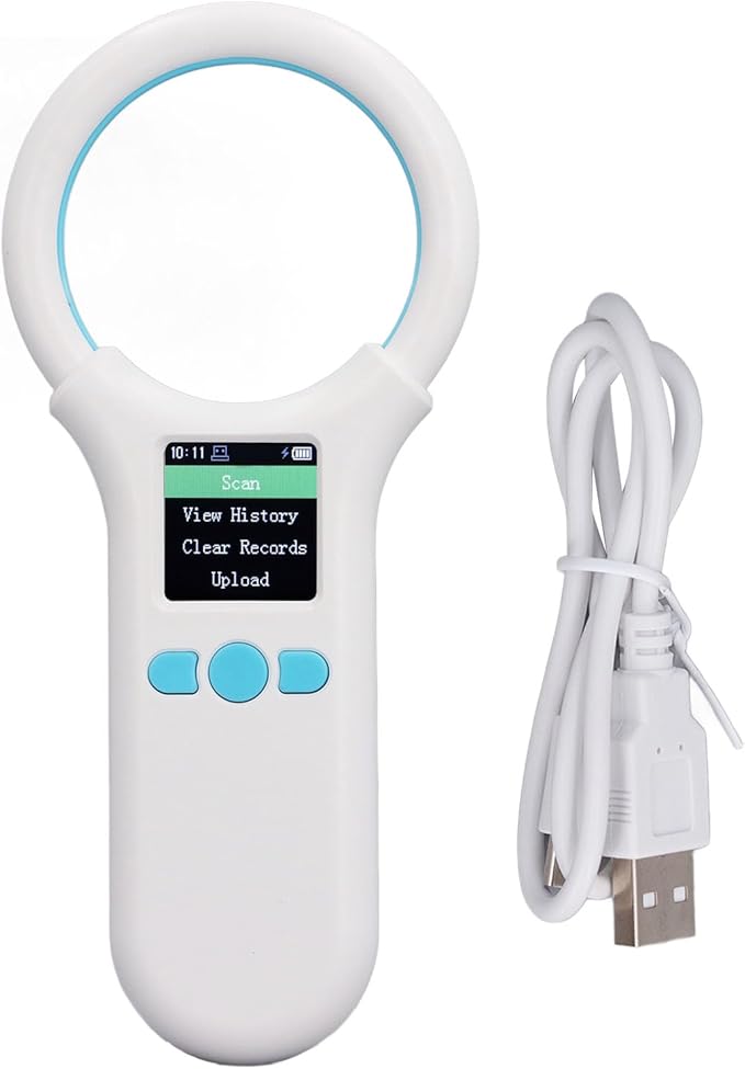 Portable Pet Chip Scanner, Technology, Microchip ID Reader with OLED Screen, 500 Records Capacity for Pet Trackers