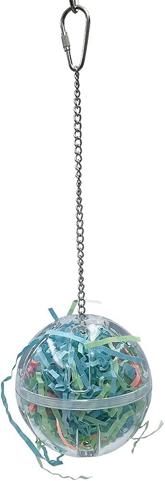 3.5" Hanging Plastic Forager Ball Toy to Unscrew with shredding Paper Inside for Medium and Large Parrot