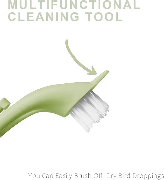 Bird Cage Cleaning Brush,Two Brush Heads,Long-Handled Tool for Cleaning Parrot Cages, Kennels, and Perches,Removes Poop and Keeps Bird Cages Fresh,Essential Bird Cage Accessory