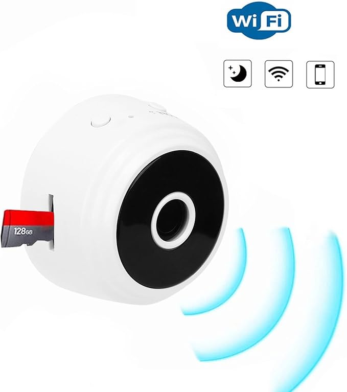 1080P Security Camera, Indoor Home Camera Outdoor Security Camera with Magnetic Back Cover Home Camera for Baby Pet Nanny, Support 128GB SD Card (White)