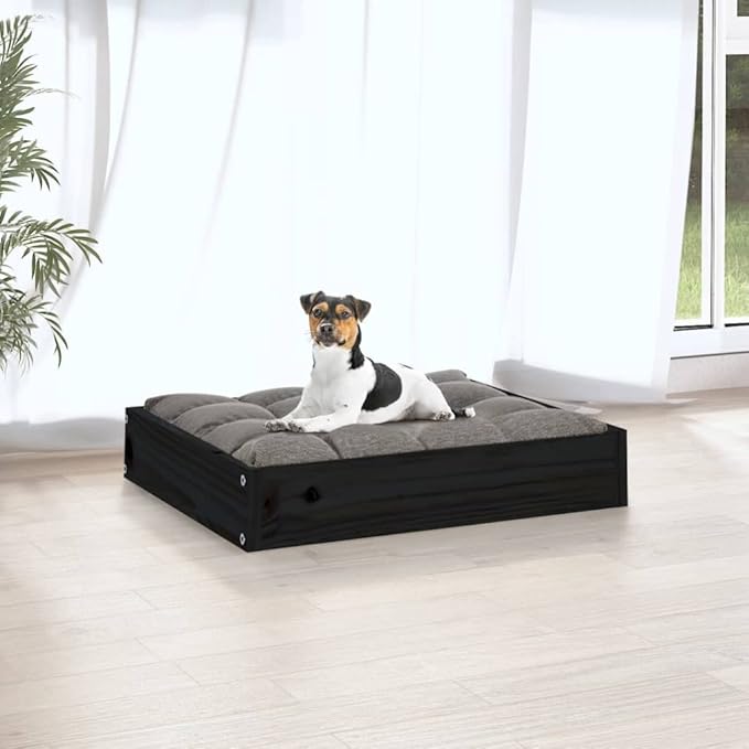 Minimalist Solid Pine Wood Dog Bed for Small Breed Pets, Durable Rectangular Frame 20.3 x 17.3 x 3.5 Inches, Modern Sleek Design for Living Room or Bedroom, Easy Assembly