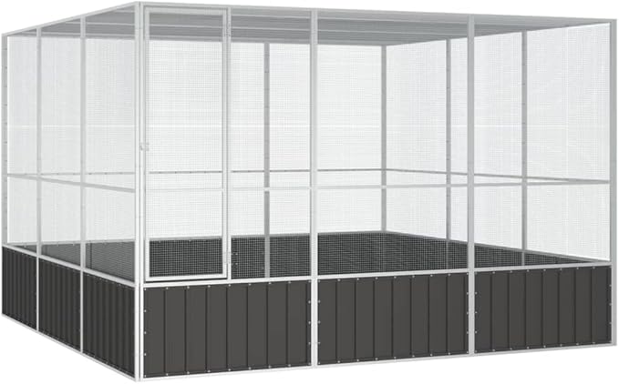 Steel Bird Cage,Large Flight King Bird Cage for Cockatiels African Grey Quaker Amazon Sun Parakeets Green Cheek Conures Pigeons Parrot Bird Cage Birdcage,Anthracite 119.1"x127.8"x83.3" -AA