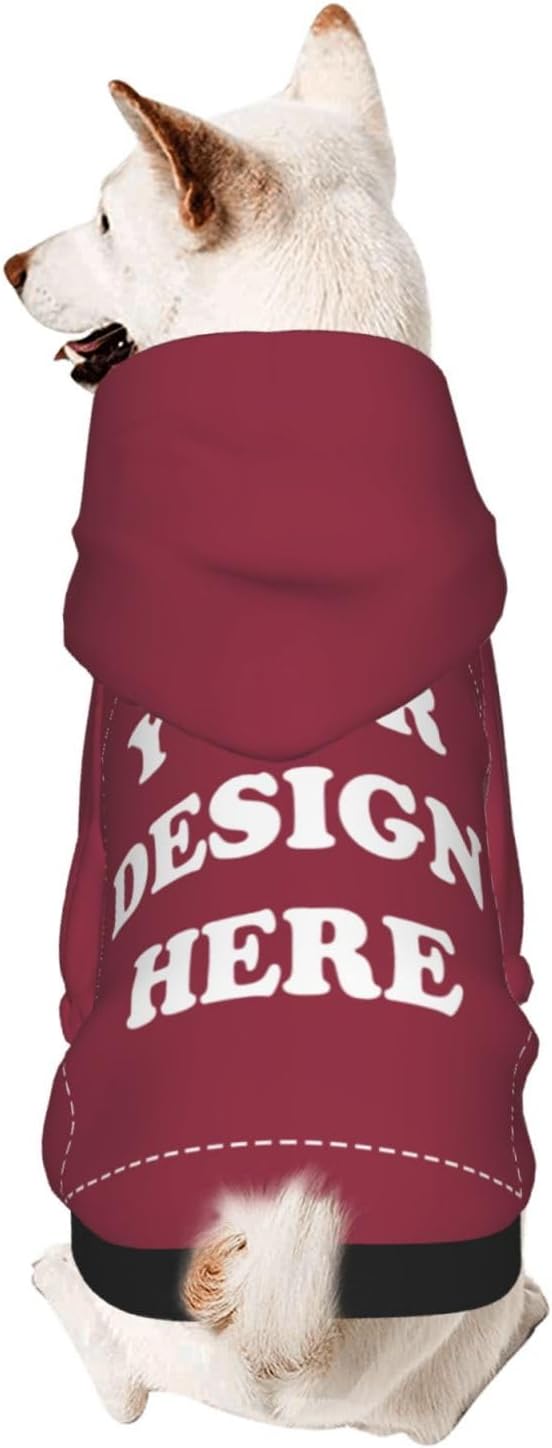 Personalized Dog Hoodie, Custom Dog Costumes for Small Dogs, Holiday Happy Dog Clothes Football Pet Shirt Sweater with Name Number for Girl/Boy Cats/Kitten, Wine, S