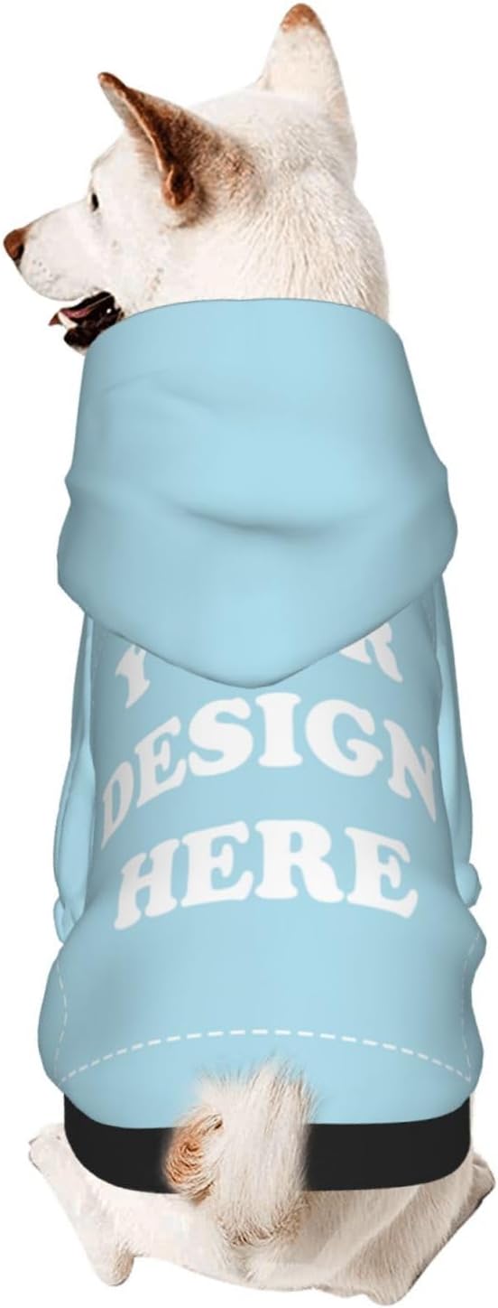 Personalized Dog Hoodie, Custom Dog Costumes for Small Dogs, Holiday Happy Dog Clothes Football Pet Shirt Sweater with Name Number for Girl/Boy Cats/Kitten, LightBlue, S
