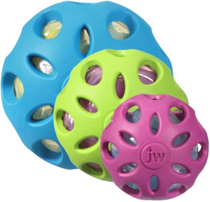 Petmate Crackle Heads Crackle Ball Crunchy Noise Chew Fetch Toy for Dogs Assorted Colors,Medium 3' Diameter,(Pack of 2)