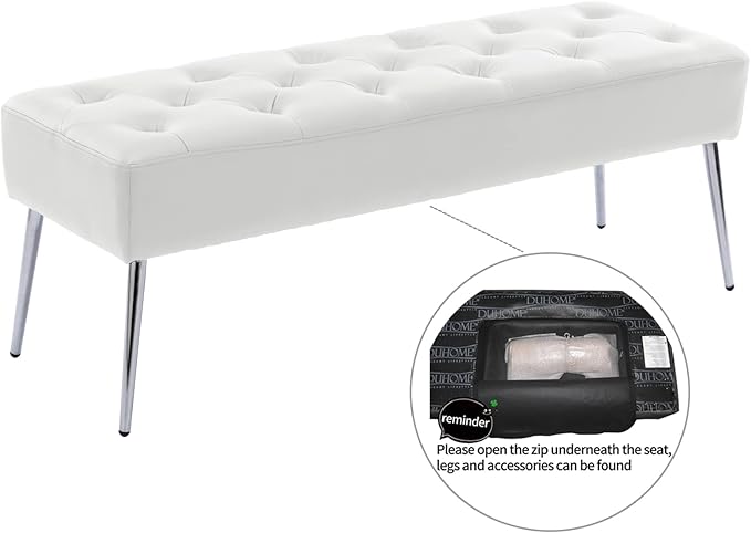 DUHOME Button-Tufted Ottoman Bench, Upholstered Footrest Stool Rectangular