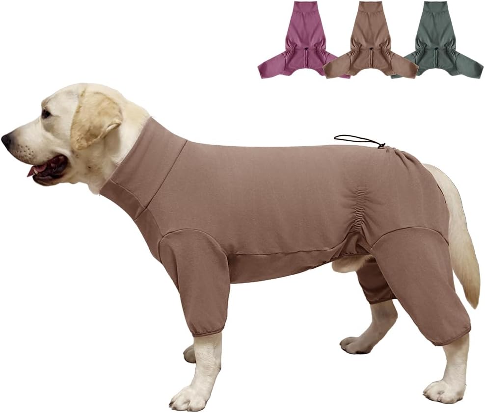 Dog Pyjamas PJS Sweater Clothing and Home Clothing Suitable for Medium to Large Breeds of Dogs, Dog Neutering Suits, Extra-Large Stretch Fabric, Four-Legged Clothe(Thickened Coffee, 3XL)
