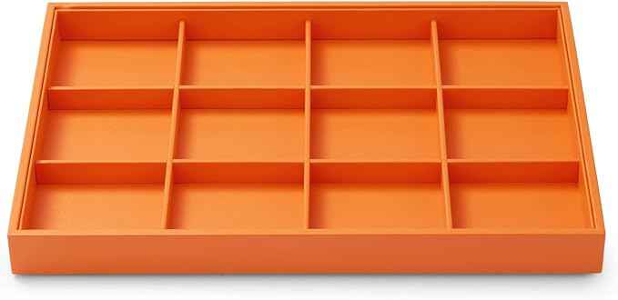 Oirlv Luxury Leather Jewelry Tray Orange Stackable Jewelry Drawer Organizer