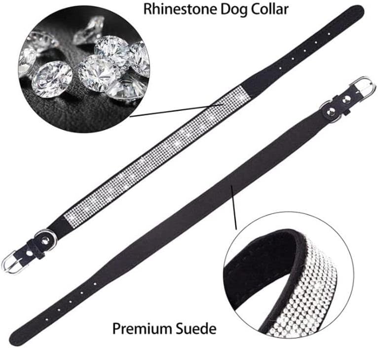 Rhinestone Dog Collar for Small Dogs, Bling Diamond Fancy Crystal Glitter Pretty Jewel Pet Puppy Collars for XXS XS Small Medium Large Breed Girl Dogs Female Cats Kitten, Blue M