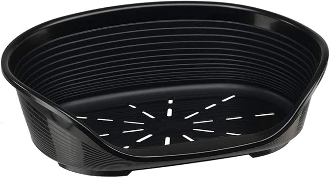 Ferplast Cat Bed, Plastic Dog Bed Small, Ventilation Holes and Non-Slip Rubber Feet for Added Stability 49 x 36 x h. 17.5 cm. Black