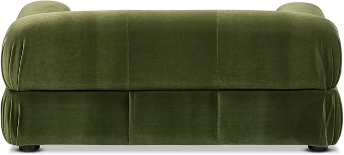 Marcel Upholstered Modern Pet Bed for Small & Medium Dogs and Cats, Sofa-Style Dog Bed with Bolstered Arms, Tufted Cushion, Water & Stain Resistant Velvet (Olive Green)