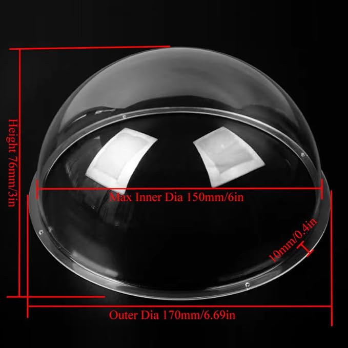 LOTOWELZON 6inch Acrylic Replacement Transparent Clear Camera Dome Cover Security Camera Housing Pet Dog Fence Window Skylight Window (ID150mm*H76mm/5.9 * 3in)