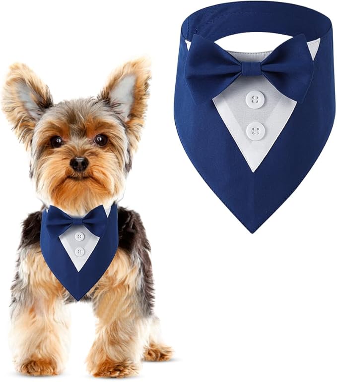 Formal Dog Tuxedo Adjustable Pet Collar with Bow, Small, Medium and Large Dog Wedding Clothing, Birthday Gifts