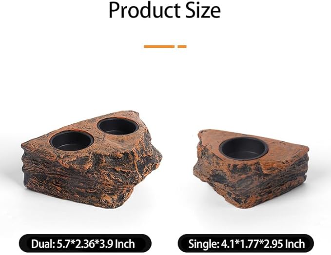 Reptile Magnetic Feeder Ledge, Reptile Food and Water Dish with Bowl Feeding Cups for Lizards, Crested Gecko, Lizard and Chameleons Pets, Easy Install Terrarium Tank Accessory (Single Feeder)