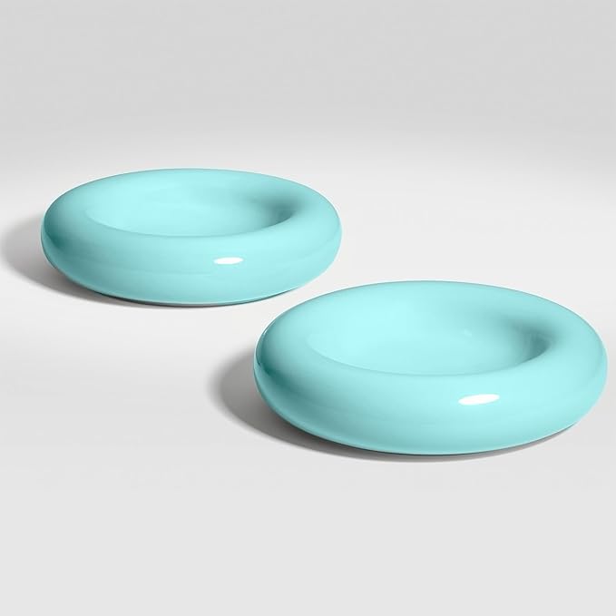 CatGuru Cat Food Bowl, Ceramic Bowls for Indoor Cats, No Spill Cat Feeding Bowl, Whisker Stress Free Kitten Bowls, Non Skin Pet Bowls for Food and Water (Torus - Set of Two, Aruba)