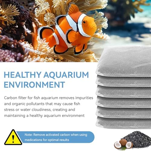 6 Pack Aquarium Activated Carbon Bags, Chemical Aquarium Filter Media, Activated Charcoal Fit for Marineland All C-Series and Magniflow Canister Filters, Rite-Size S, T and X, Fish Tank Carbon Filte