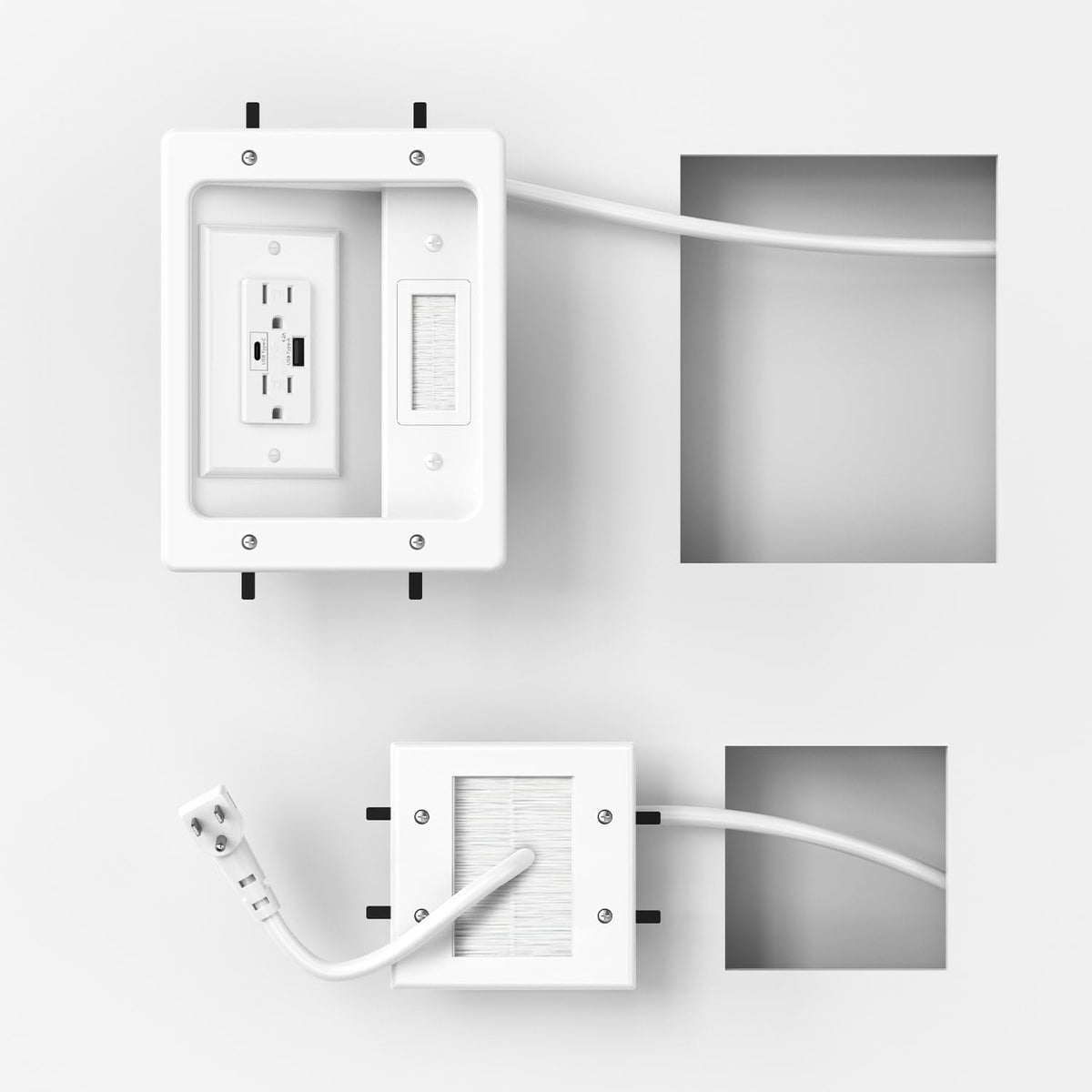 in Wall Cable Management Kit with Recessed Power Outlet for Home Theater