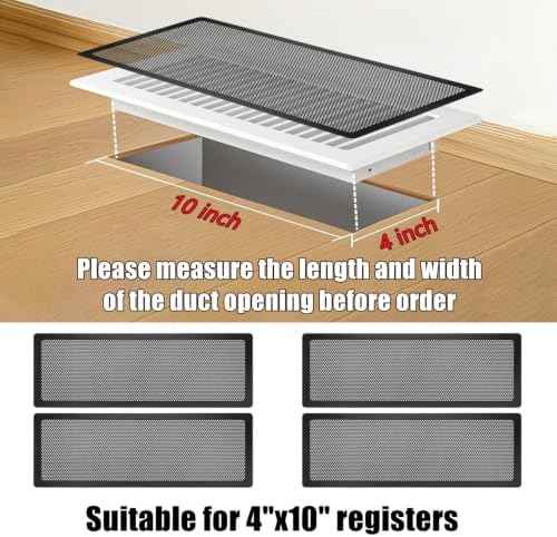 Floor Register Vent Cover, 4"x10" Magnetic Air Vent Screen Mesh Covers