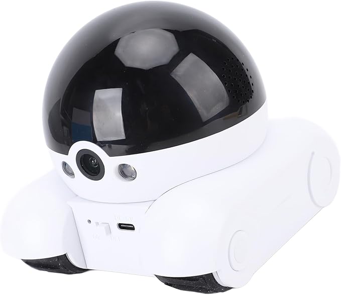 Vikye Robot Camera On Wheels,2MP Double Lens Moving Pet Camera,2 Way Talk 1080P WiFi Small Robot Cam for Cats Dogs