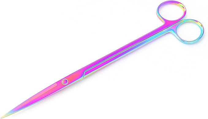 Mandala Crafts 12 Inches Rainbow Stainless Steel Straight Aquarium Scissors for Trimming Aquatic Plants – Long Aquascape Scissors for Fish Tanks, Hospital Tanks, Goldfish Bowls, and Terrariums