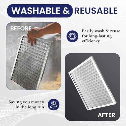 | Merv 8 | Washable & Reusable AC/Furnace Filter | Lifetime HVAC & Furnace Air Filter | Washable | Superior particle-holding Ability | Premium Quality Aluminum | 14x25x1
