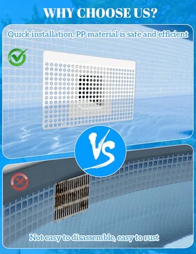 Pool Skimmer Guard Kit – Leaf Skimmer Catcher Shield with Elastic Rope & Telescopic Rod – Fits All Inground & Above Ground Pools – Rust-Proof Net Cover to Prevent Debris & Blockage – Easy Assembly