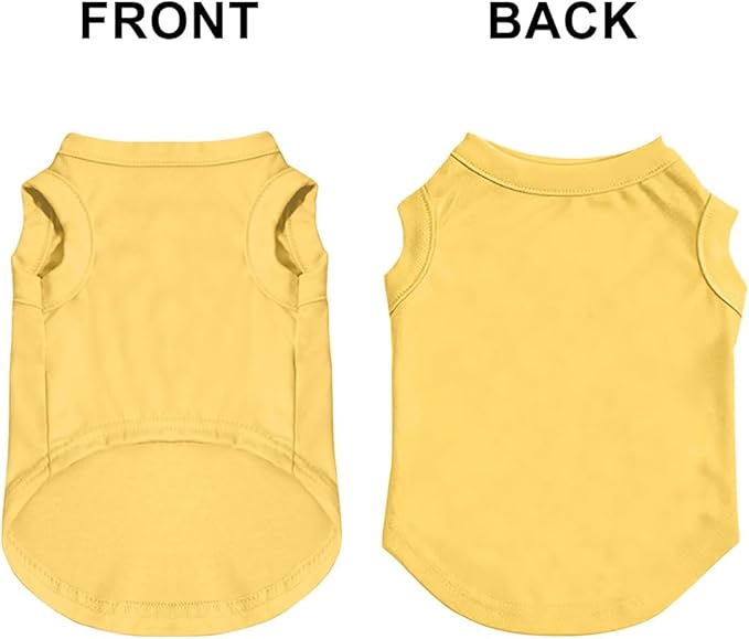 Custom Dog Shirt Pet T Shirts for Small Medium Large Dogs Customized Clothes with Image Logo Text Breathable Sleeveless Tank Top Personalized Outfits Puppy Apparel Yellow, M