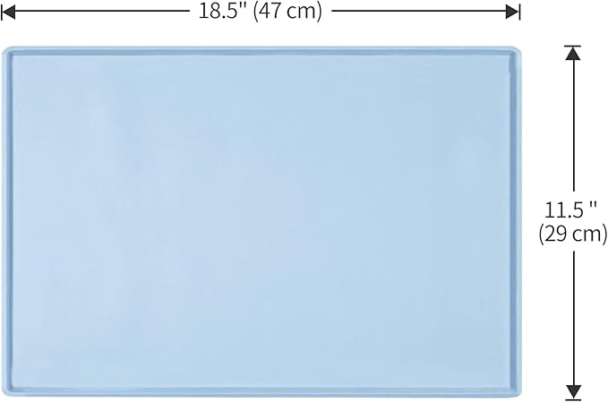 Dog Food Mat,Silicone Waterproof Food Tray,Non Slip Pet Bowl Mats Placemat,0.6" Raised Edge,Suitable for Most Small and Medium Sized Pets,18.5" x 11.5"