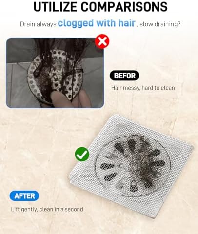 6-Pack Silicone Shower Drain Cover to Keep Bugs Out with 30-Pack Floor Drain Filter Screen Sticker, Anti-Blocking Anti-Insect Sewer Covers