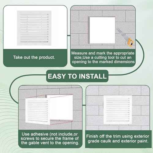 12"x12"Aluminum Gable Vent - Shed Vents with Screen,Vent Opening: 10"