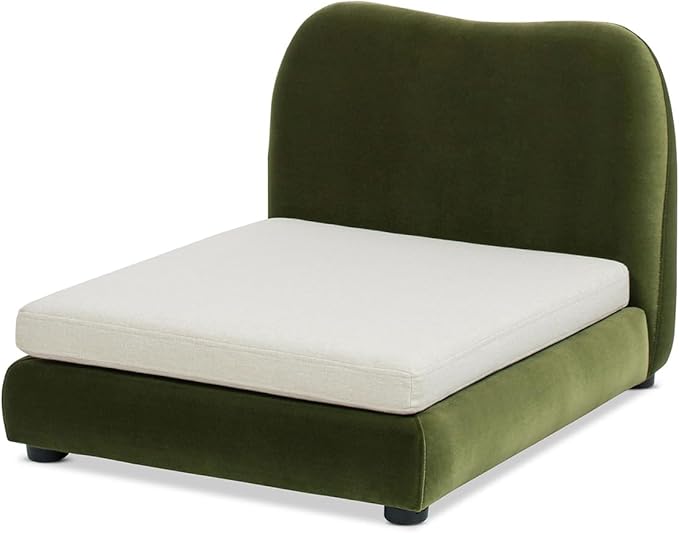 Jennifer Taylor Home Roman Upholstered Modern Pet Bed, Small to Medium Dog or Cat, Olive Green Performance Velvet