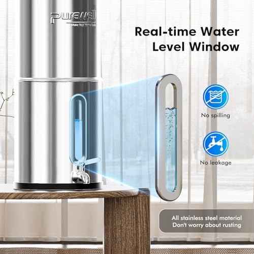 Purewell 1.5G Gravity Water Filter System, 3-Stage 0.01μm