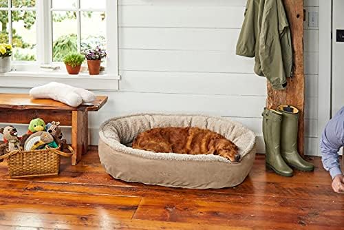 Orvis ComfortFill-Eco Fleece Wraparound Dog Bed - Soft Dog Beds with 360-Degree Support for Small, Medium, Large Dogs, Khaki - M