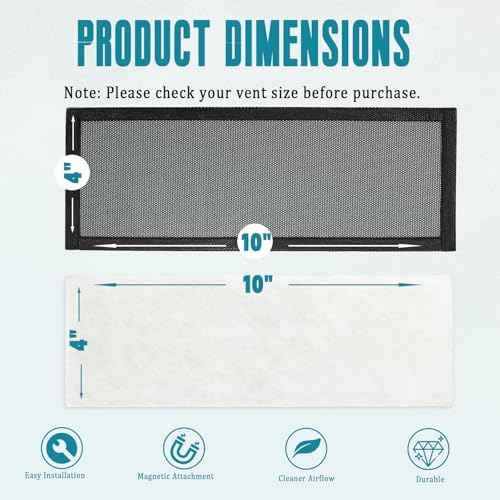 8 Pack Magnetic Vent Screen Mesh Covers & Air Vent Filters 4x10 inch