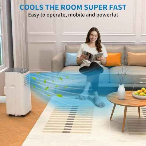 GarveeLife Portable Air Conditioner,8,000 BTU for Rooms up to 350 Sq.Ft., 4-IN-1 Smart Compact AC Unit with Cooling, 24 Hour Timer, Dehumidifier, Fan, Remote Control and Window Kit, White
