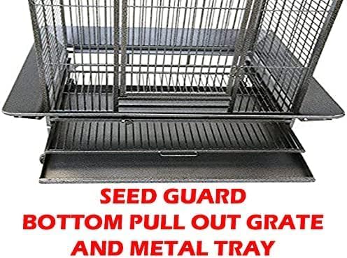 40"x30"x72"H, XX-Large Double Ladders Open Play Top Wrought Iron Bird Parrot Parttot Finch Macaw Cockatoo Cage, Include Seed Guard and Toy Hook