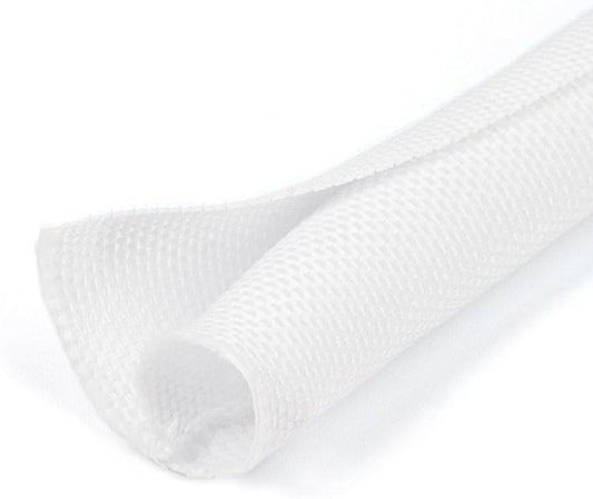 1 inch Split Braided Cable Management Sleeve for USB Cable Power Cord Audio Video Cable, Wire Loom Cord Protector from Cat Dog Chewing (White, 25FT)