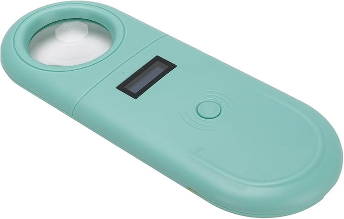 Pet Chip Reader Handheld with Magnifier and LED Light for Animal Identification Applications - USB Charging Portable Animal Chip Scanner for DogCatHorse - Green ABS Material