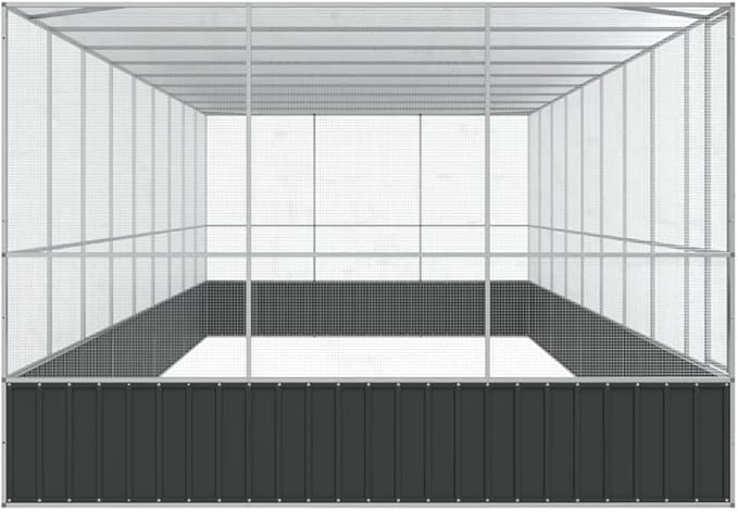 Large Bird Aviary with Extension, Outdoor Galvanized Steel Bird Cage, Galvanized Steel Outdoor Bird Aviary, Mesh Fence Bird House for Small Animals, 366.9"x120.9"x83.5"