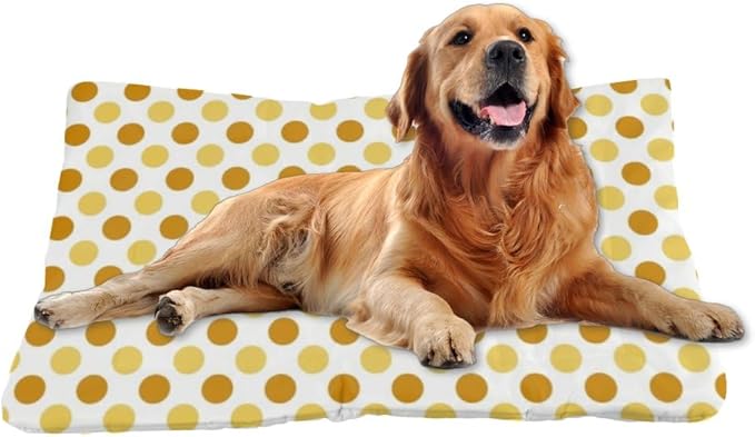 Orange Polka Dot Cute Dog Beds and Furniture Washable Crate Mat Kennel Pad Medium Dog Crate Bed Washable Non-Slip Bed Beds for Medium Dogs Pet Sleeping Mat Pillows Indoor Outdoor 24X18 Inch