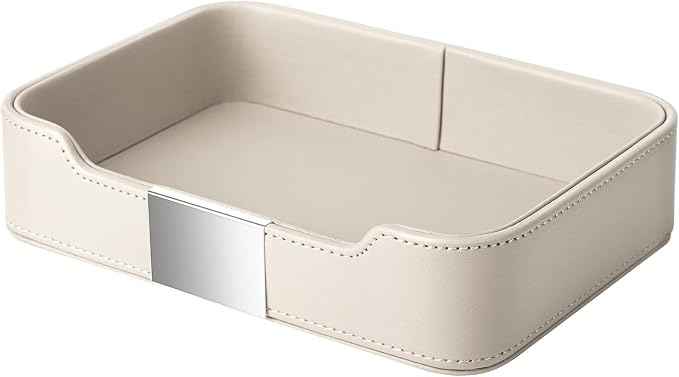 SANZIE Luxury Leather Tray Desktop Storage Catchall Organizer Decorative Tray